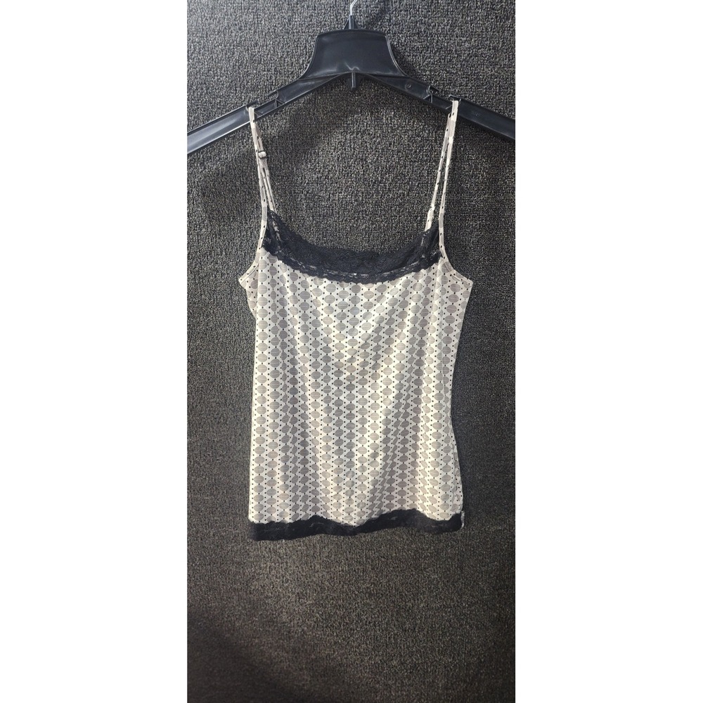 Maurices Womens Lace Trim Camisole Polka Dot Geometric Print Cami Top Neutral M